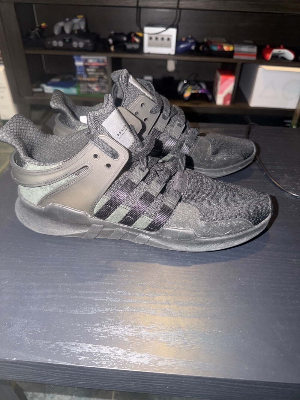 ADIDAS  Black Sneakers with Teal Insole